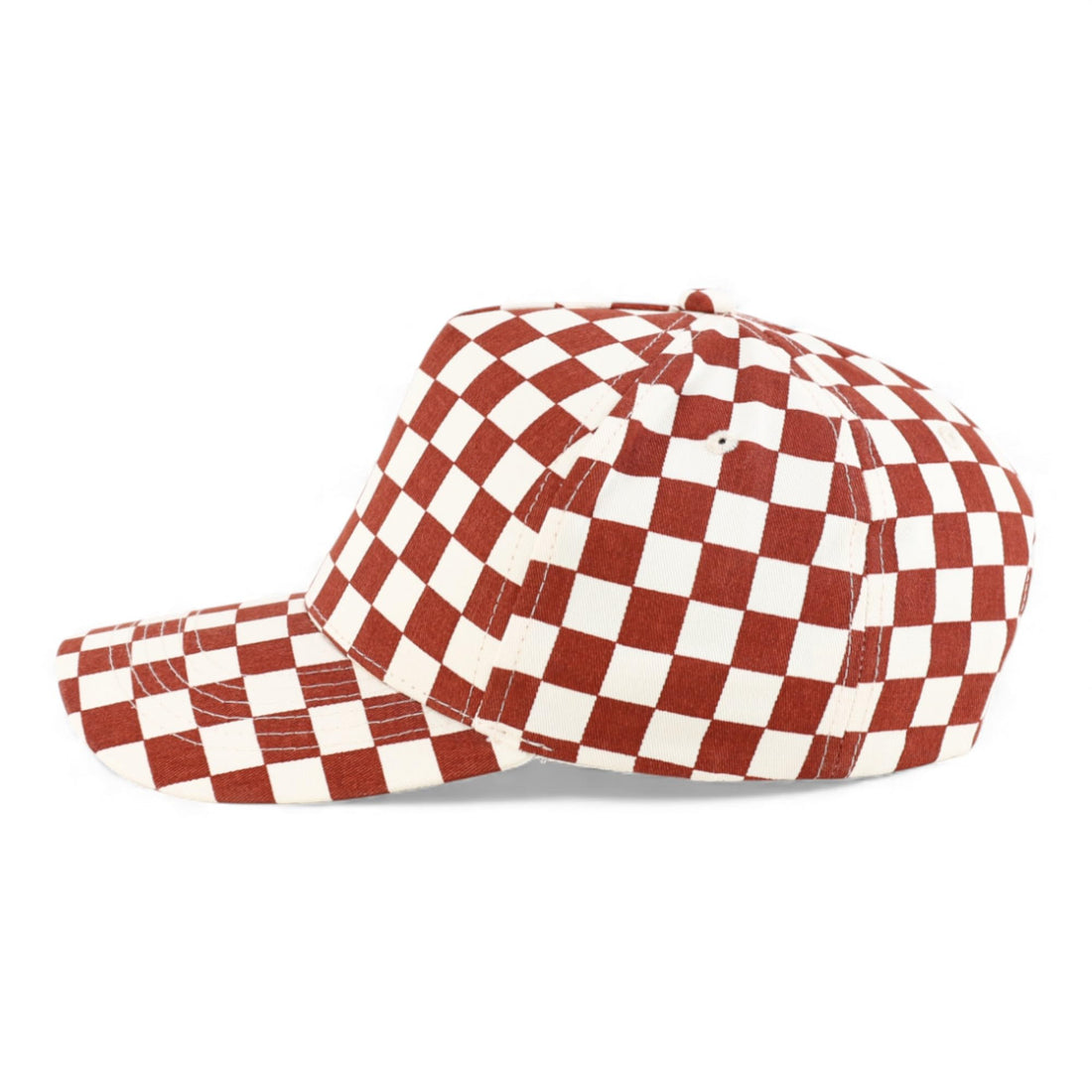 Trendy Apparel Shop Structured 5 Panel Checkered Print Baseball Cap