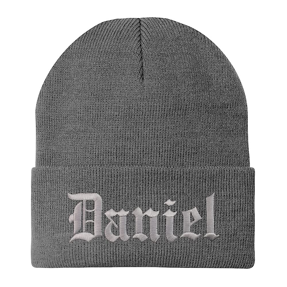 Trendy Apparel Shop Daniel Old English Embroidered Long Cuff Beanie