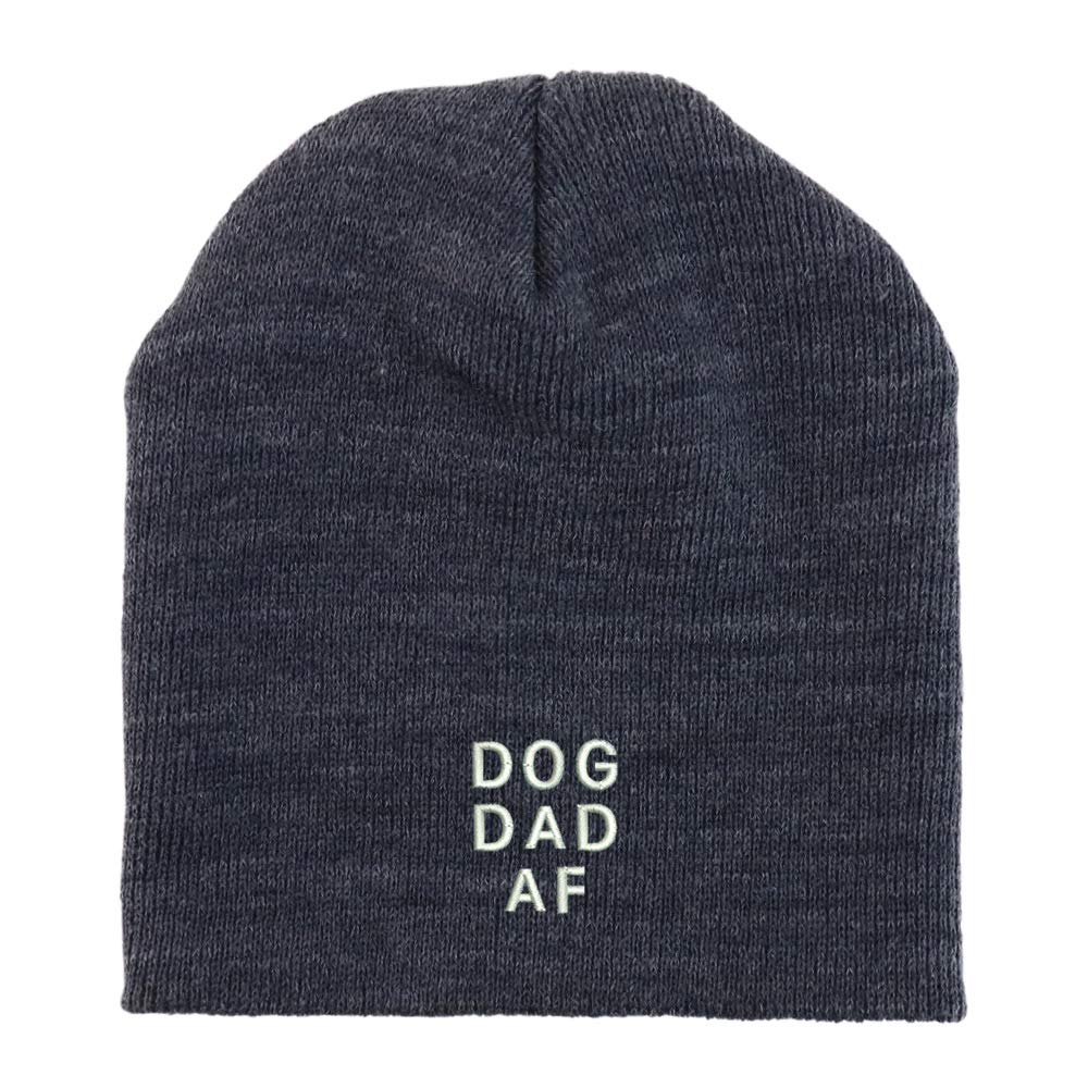 Trendy Apparel Shop Dog Dad Af Font Embroidered Made in USA Short Acrylic Knit Winter Beanie Hat