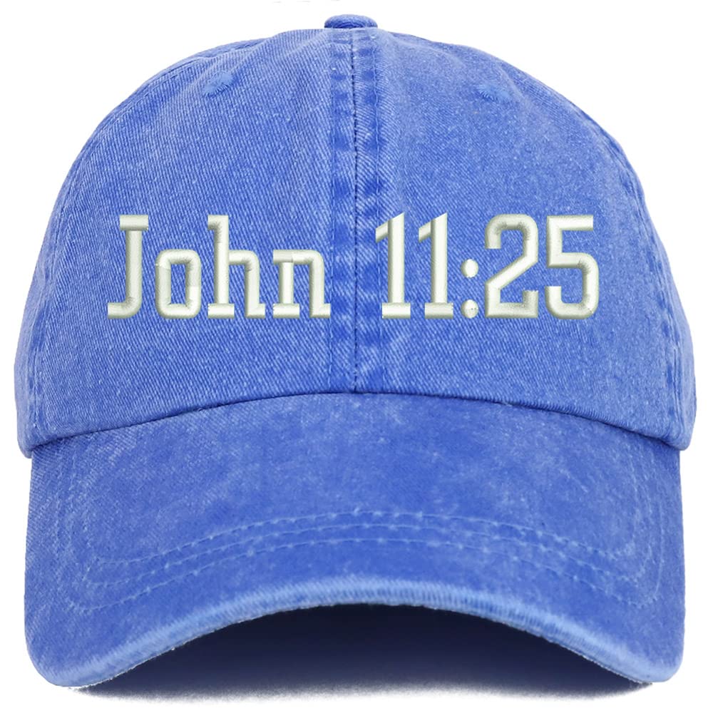 Trendy Apparel Shop John 11:25 Washed Pigment Dyed Baseball Cap