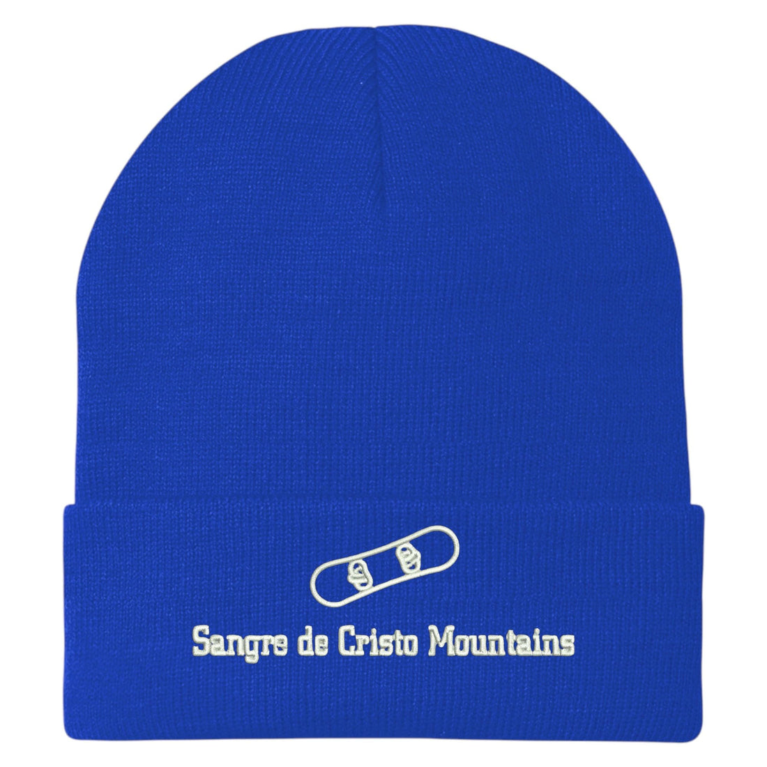 Trendy Apparel Shop Sangre de Cristo Mountains Snowboard Logo Embroidered Long Cuff Beanie