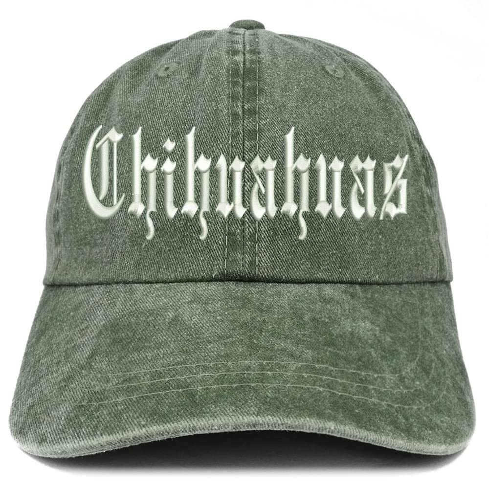 Trendy Apparel Shop Old English Chihuahuas Washed Pigment Dyed Baseball Cap