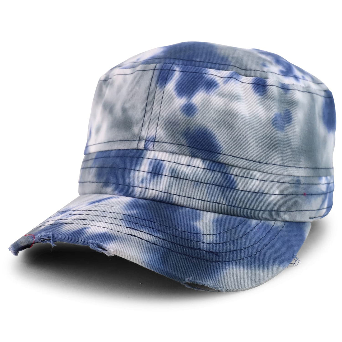 Trendy Apparel Shop Plain 100% Cotton Tie Dyed Patterned Flat Top Army Baseball Cap