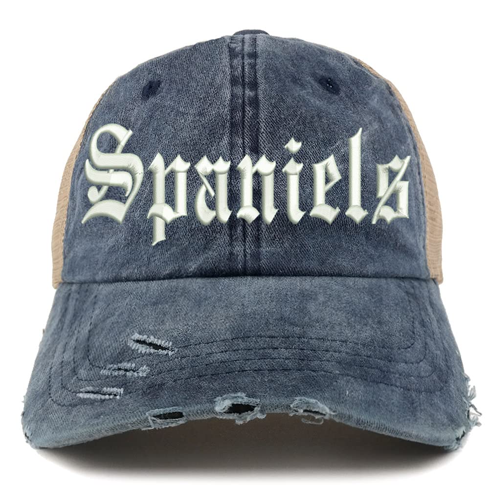 Trendy Apparel Shop Old English Spaniels Frayed Bill Trucker Mesh Back Cap