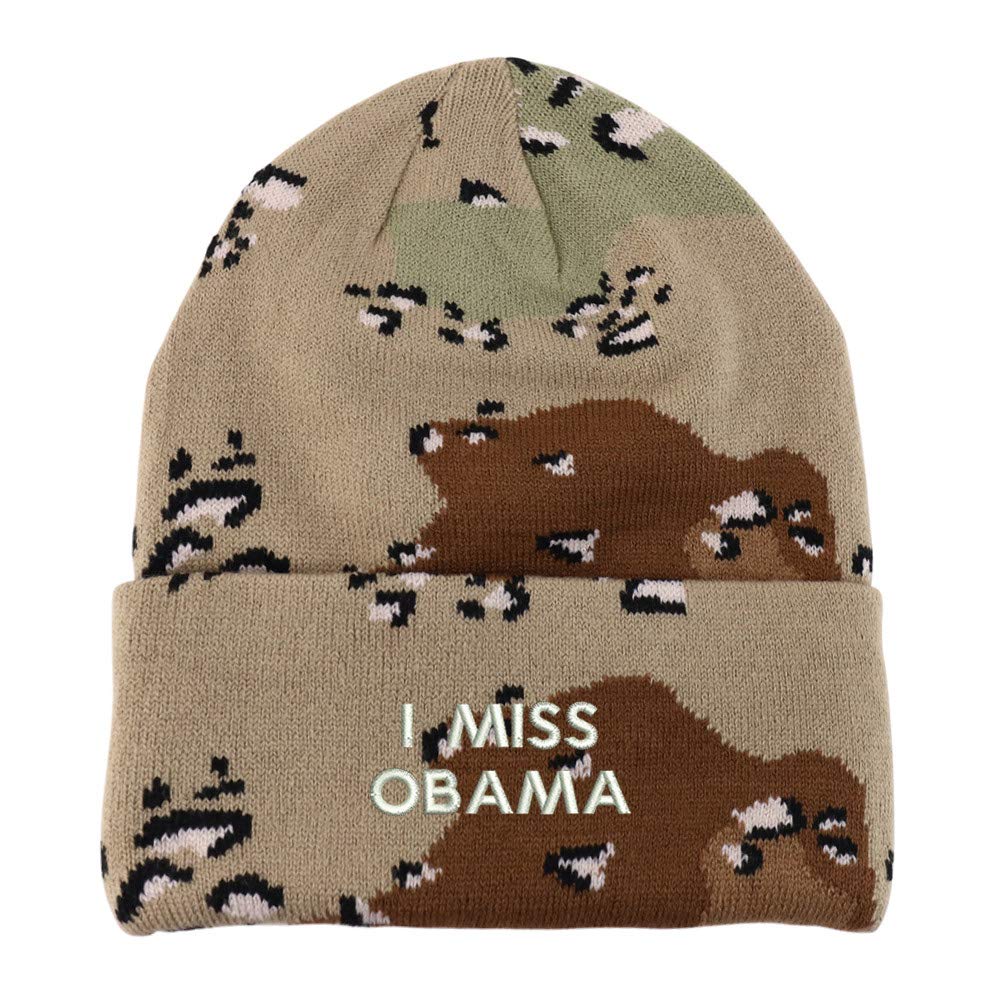 Trendy Apparel Shop I Miss Obama Embroidered Made in USA Camo Beanie