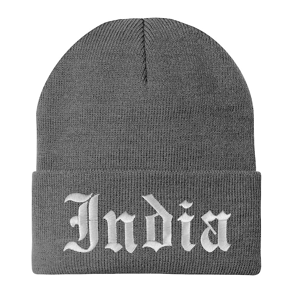 Trendy Apparel Shop India Old English Embroidered Long Cuff Winter Beanie