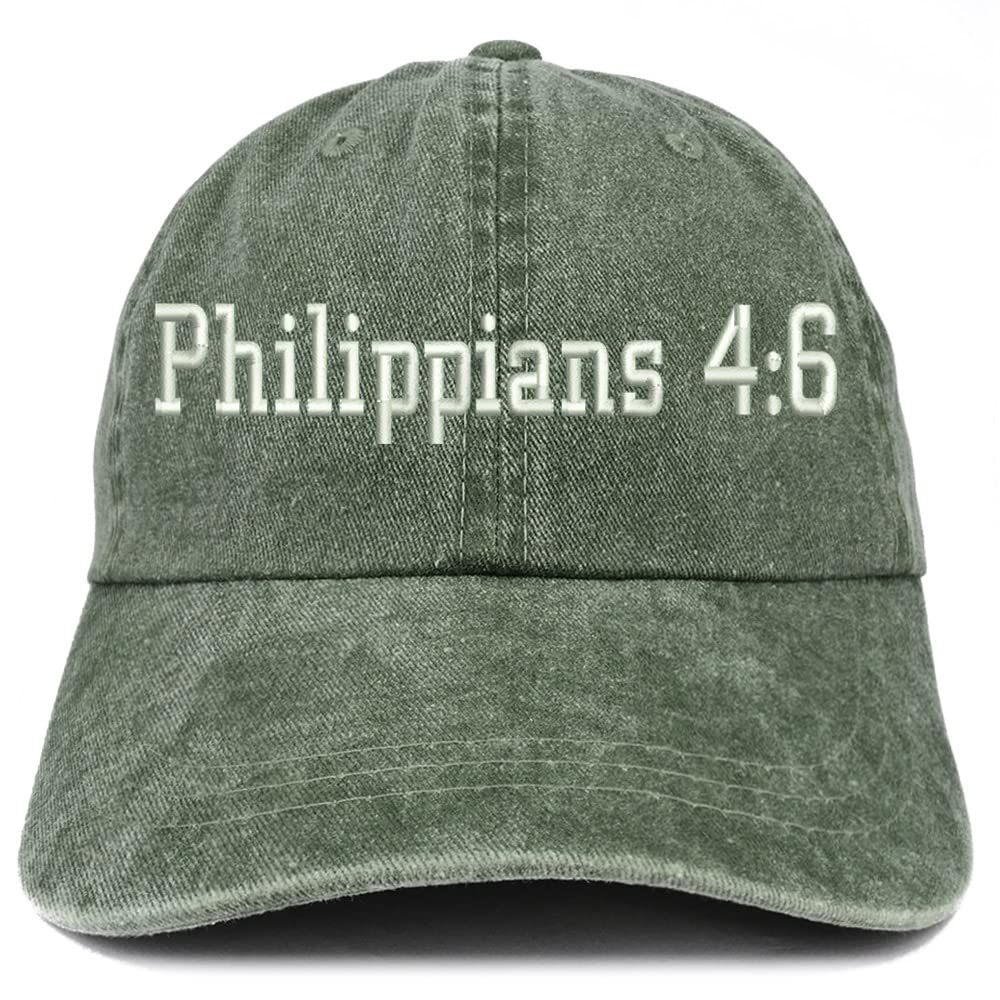 Trendy Apparel Shop Philippians 4:6 Washed Pigment Dyed Baseball Cap