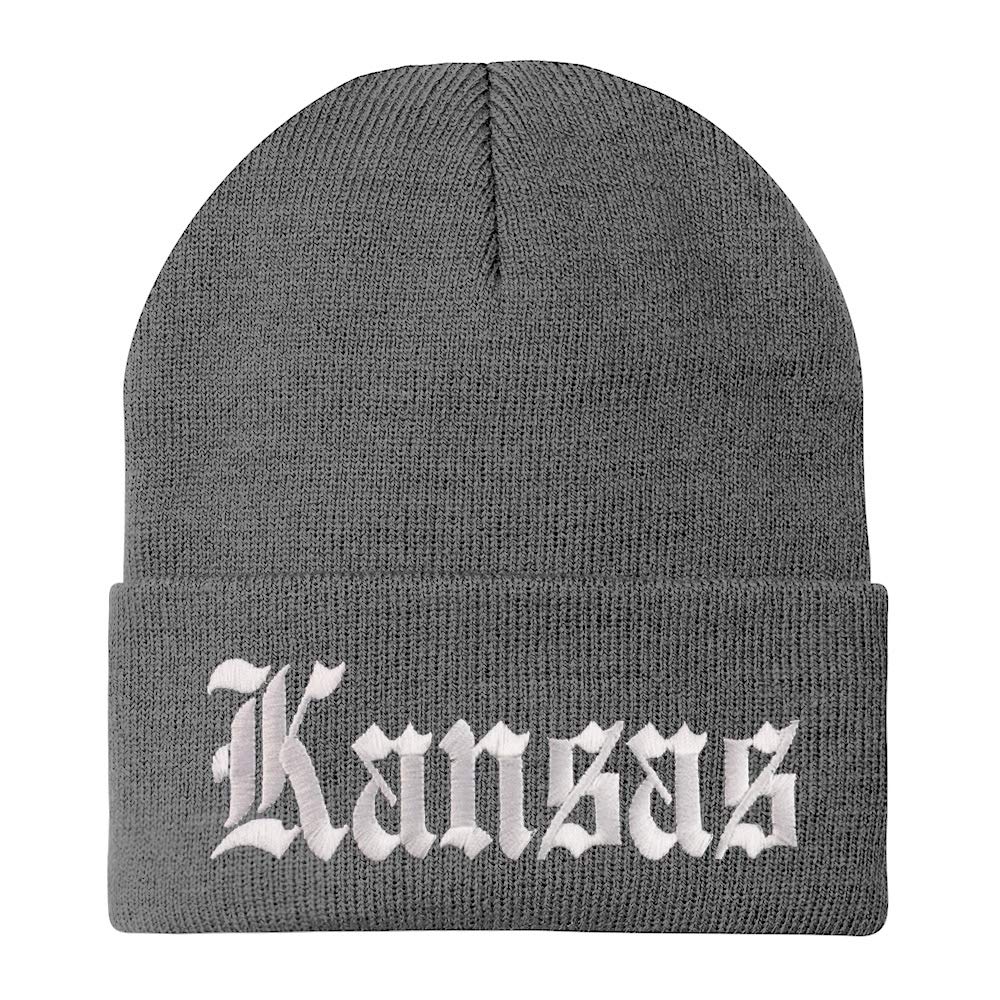 Trendy Apparel Shop Kansas State Old English Embroidered Long Cuff Beanie