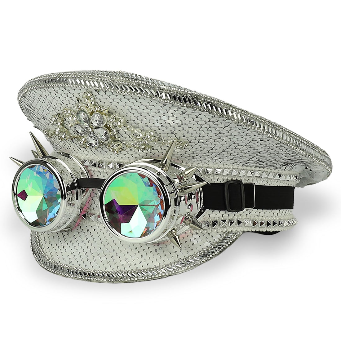 Trendy Apparel Shop Festival Party Sparkly Sequin Rhinestone Captain Hat