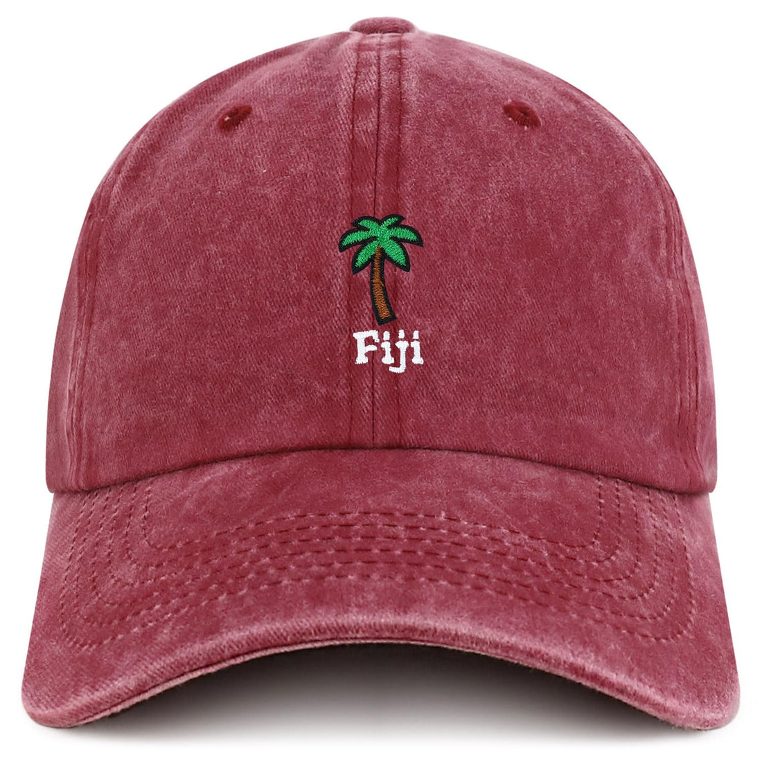 Trendy Apparel Shop Fiji with Palm Tree Embroidered Pigment Dyed Cotton Baseball Cap