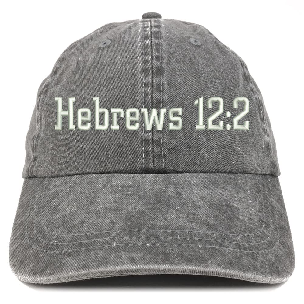 Trendy Apparel Shop Hebrews 12:2 Washed Pigment Dyed Baseball Cap