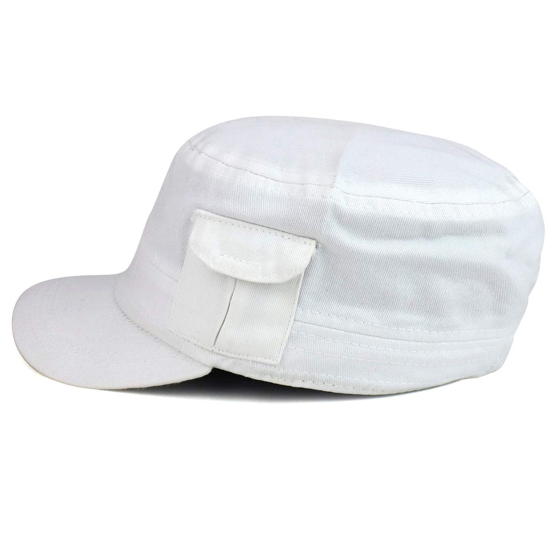 Trendy Apparel Shop Plain Castro Flat Top Style Army Cap with Pocket