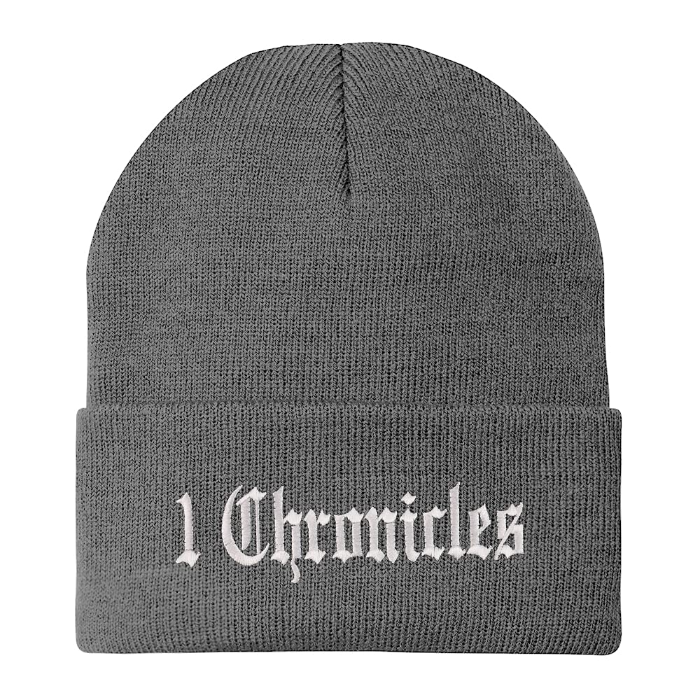 Trendy Apparel Shop 1 Chronicles Old English Embroidered Long Cuff Beanie