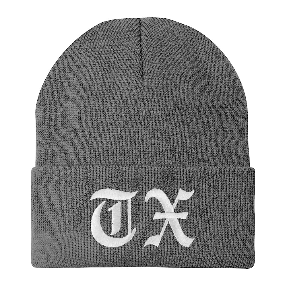 Trendy Apparel Shop Texas TX Old English Embroidered Long Cuff Beanie
