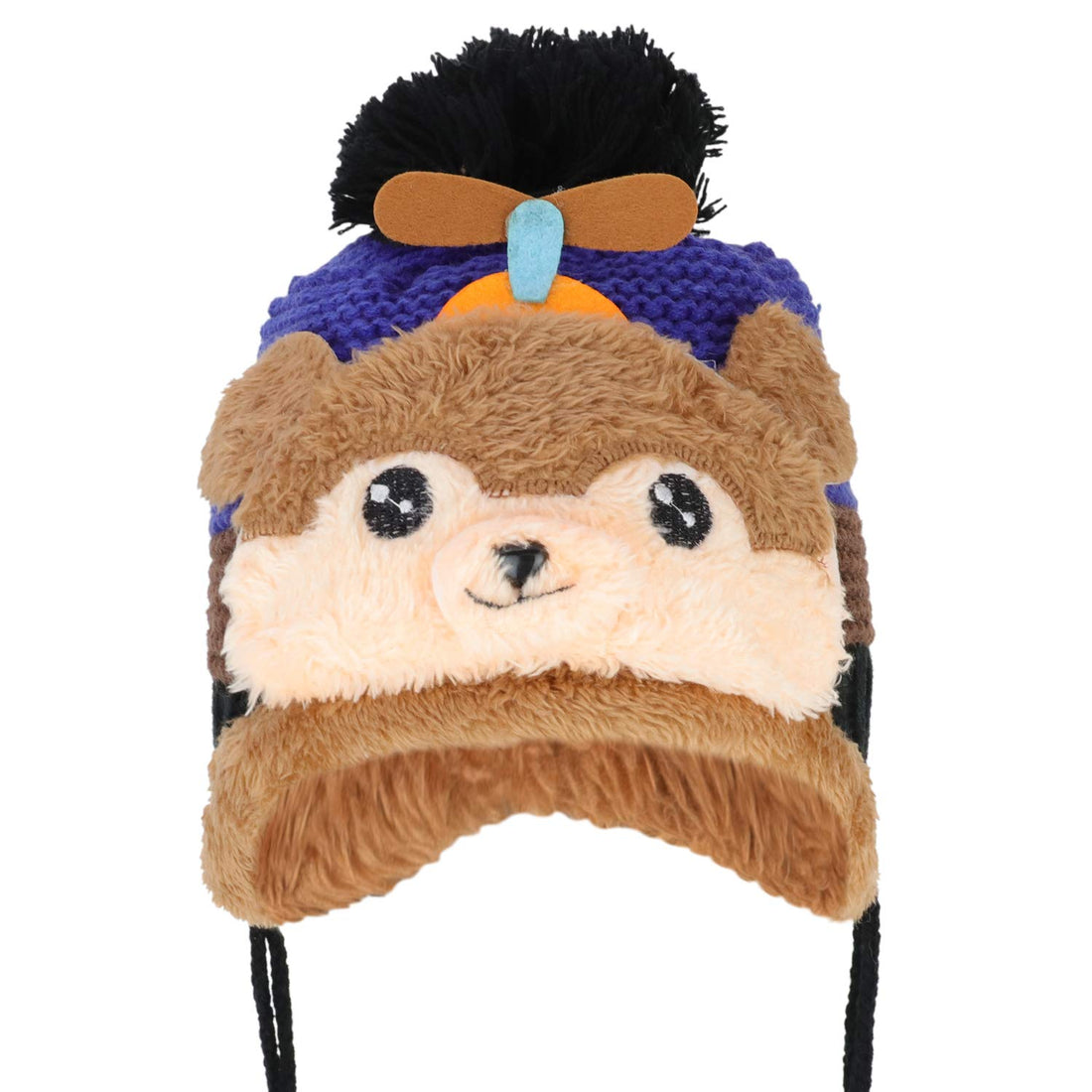 Trendy Apparel Shop Kid's Youth Size Bear Pom Knit Beanie with Tassel