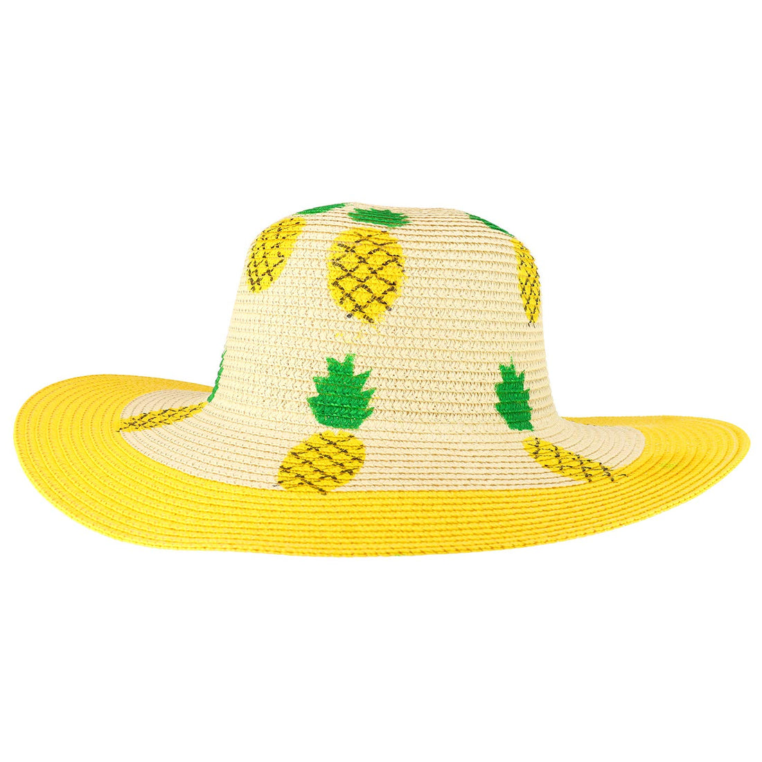 Trendy Apparel Shop Two Tone Cherry Printed Wide Brim Summer Sun Hat