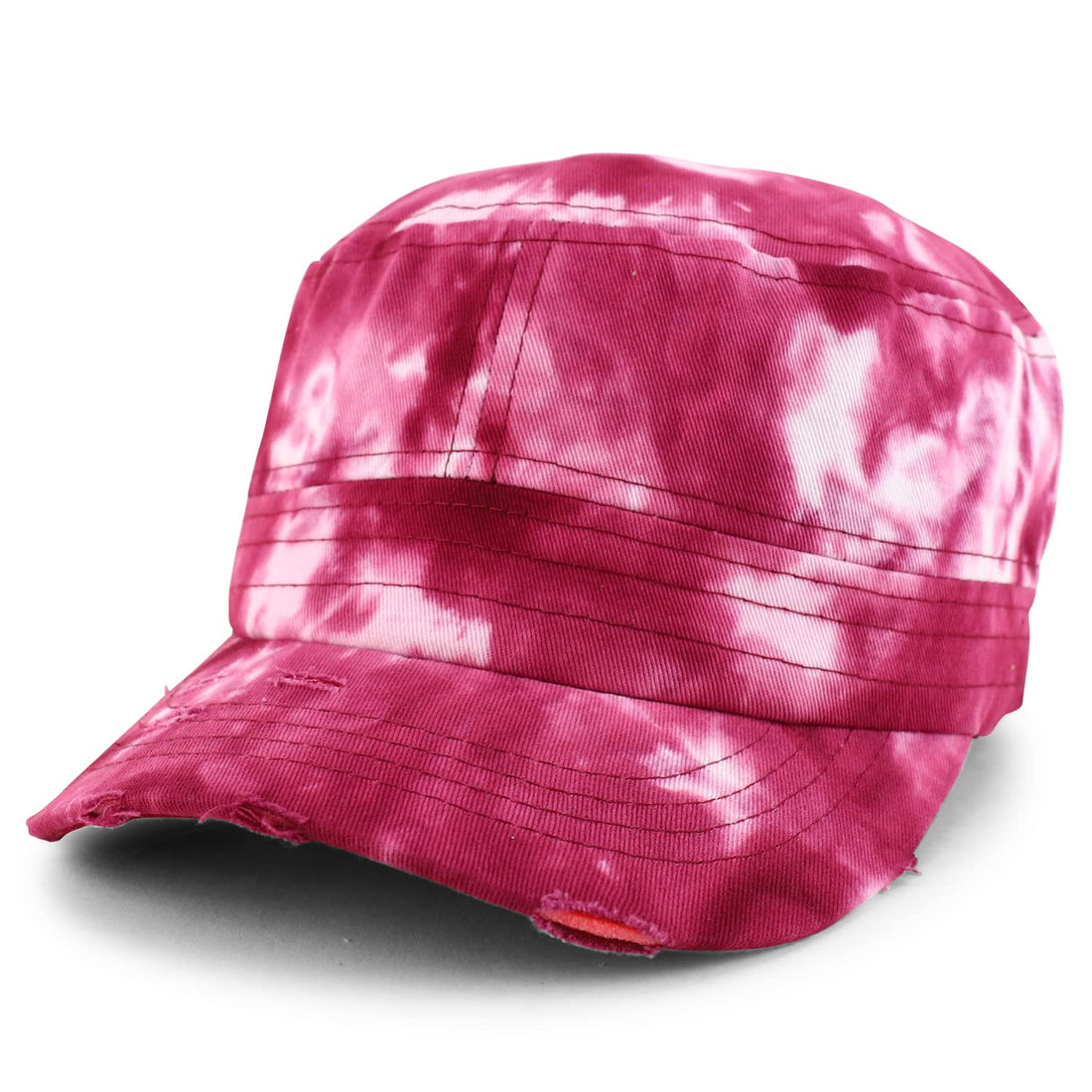 Trendy Apparel Shop Plain 100% Cotton Tie Dyed Patterned Flat Top Army Baseball Cap