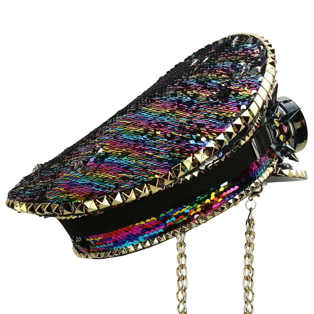 Trendy Apparel Shop Festival Party Sparkly Sequin Rhinestone Captain Hat
