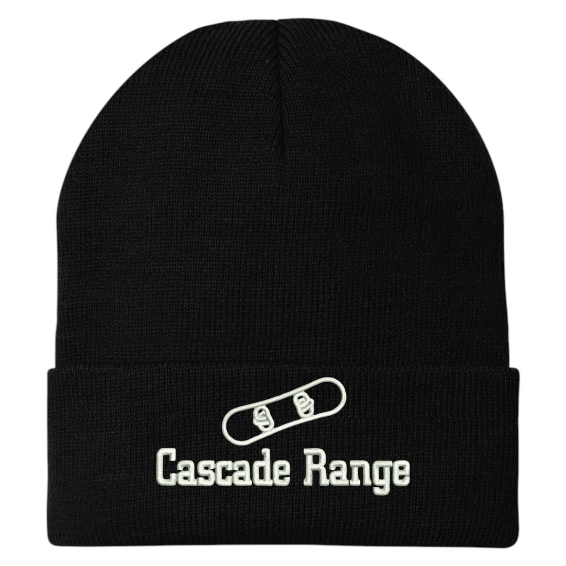 Trendy Apparel Shop Cascade Range Snowboard Logo Embroidered Long Cuff Beanie