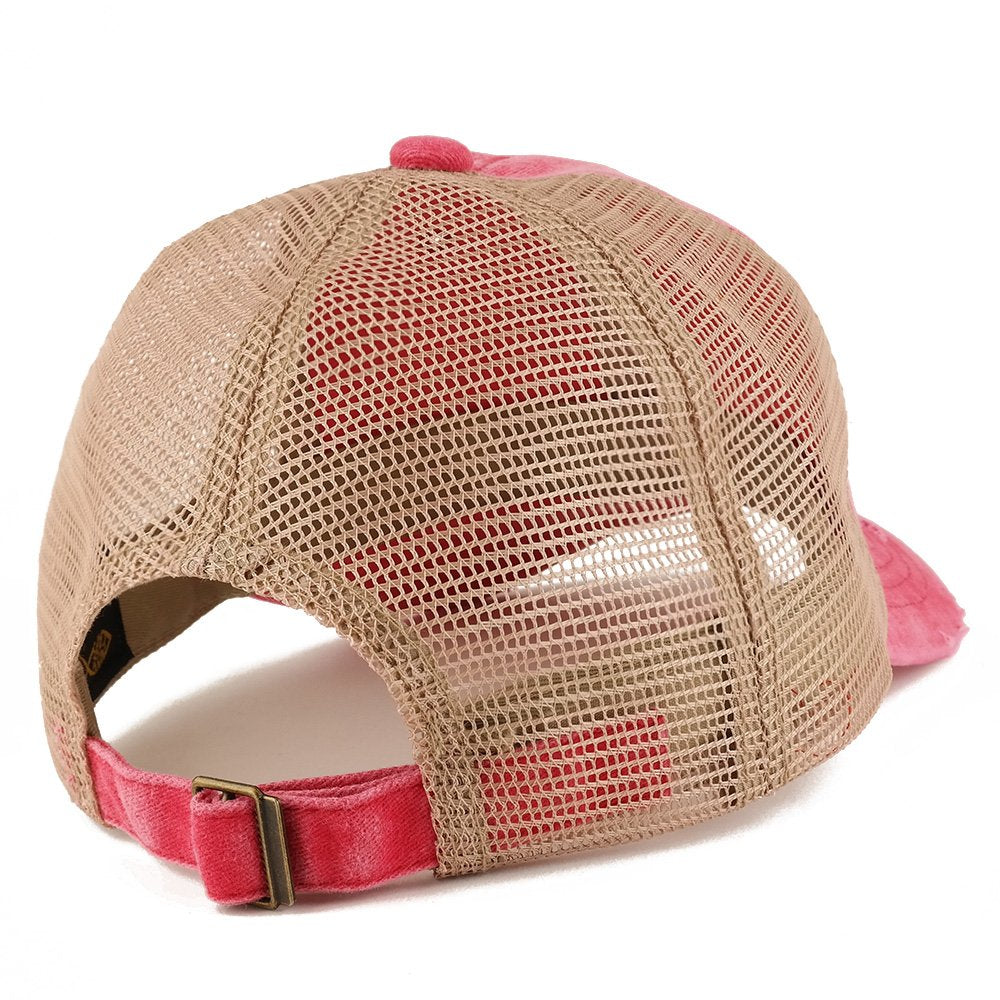 Trendy Apparel Shop Number 9 Patch Frayed Bill Trucker Mesh Back Cap