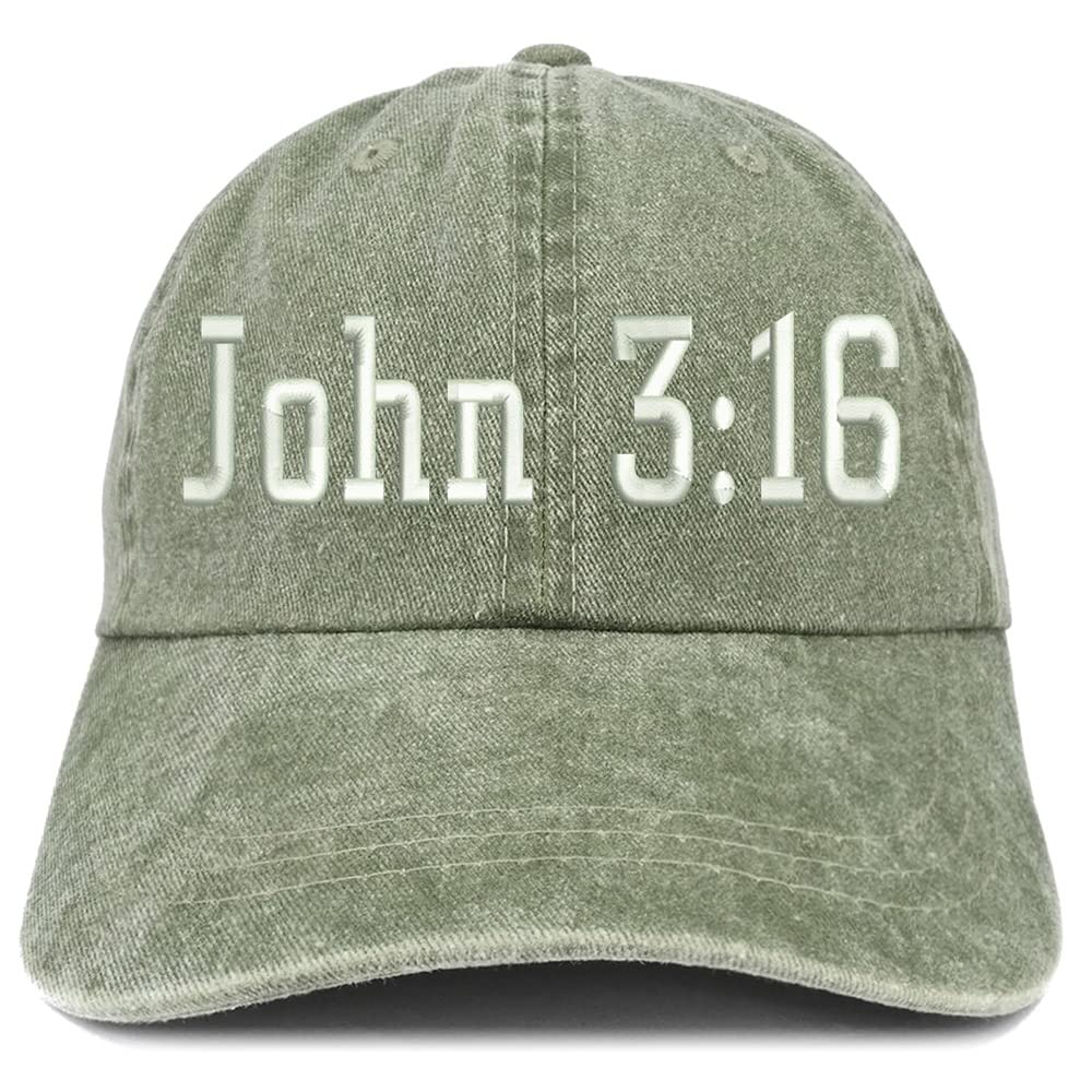 Trendy Apparel Shop John 3:16 Washed Pigment Dyed Baseball Cap