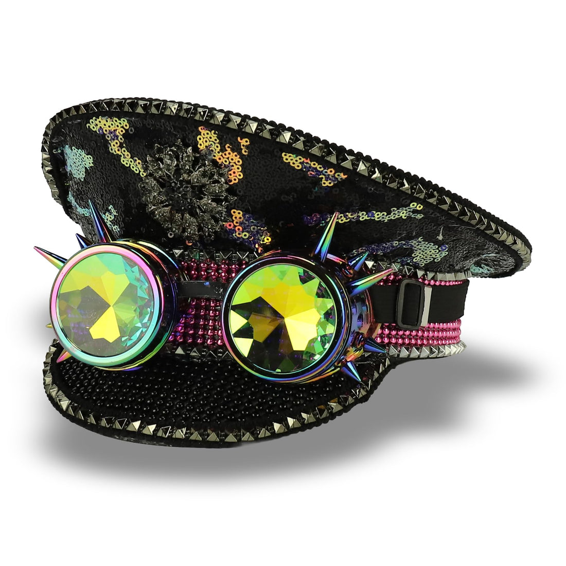 Trendy Apparel Shop Festival Party Sparkly Sequin Rhinestone Captain Hat