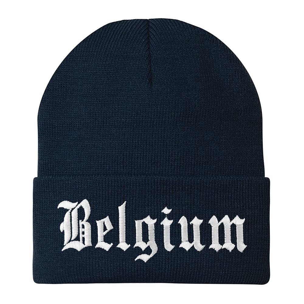 Trendy Apparel Shop Belgium Old English Embroidered Long Cuff Beanie