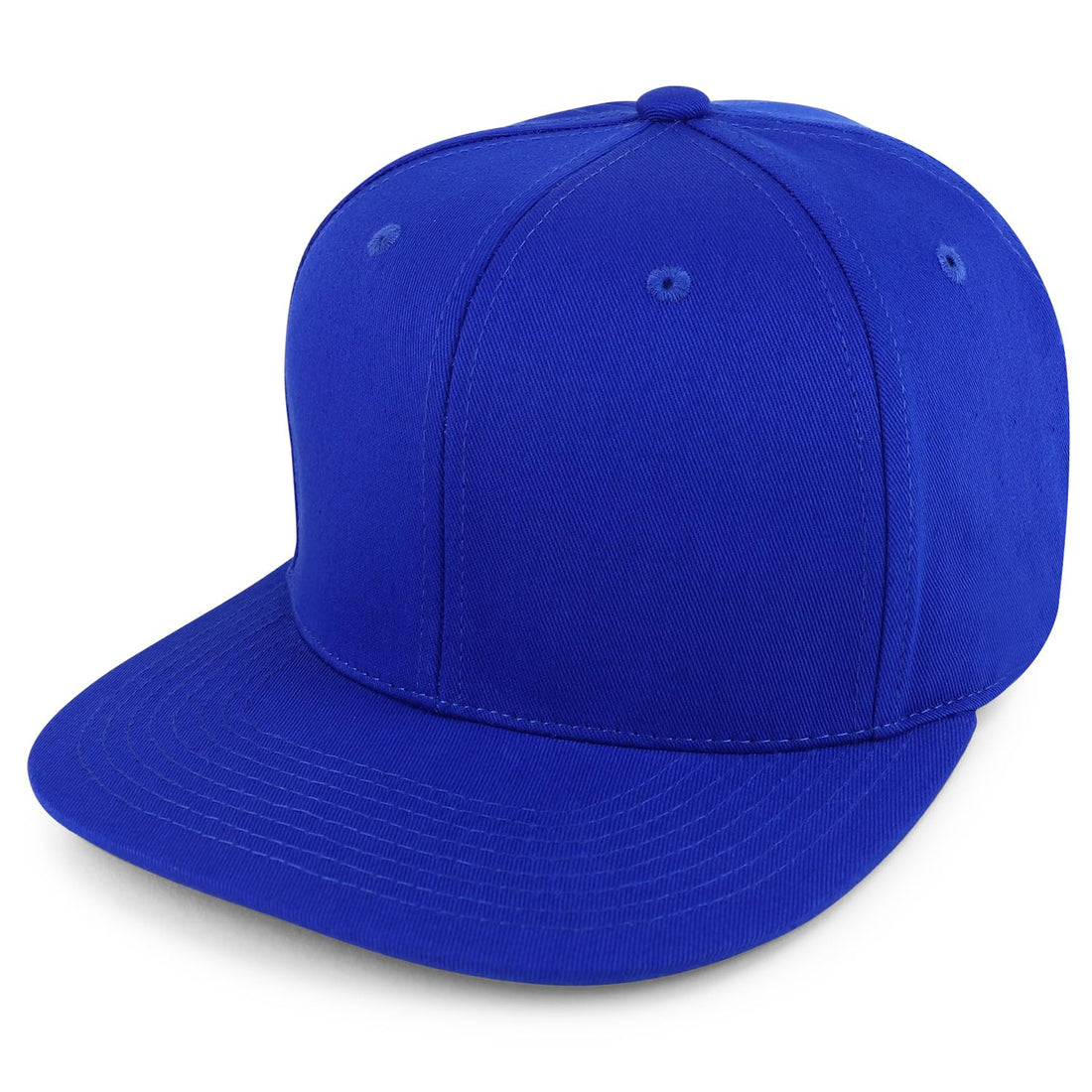 Trendy Apparel Shop 100% Cotton Plain Structured 6 Panels Flatbill Snapback Baseball Cap
