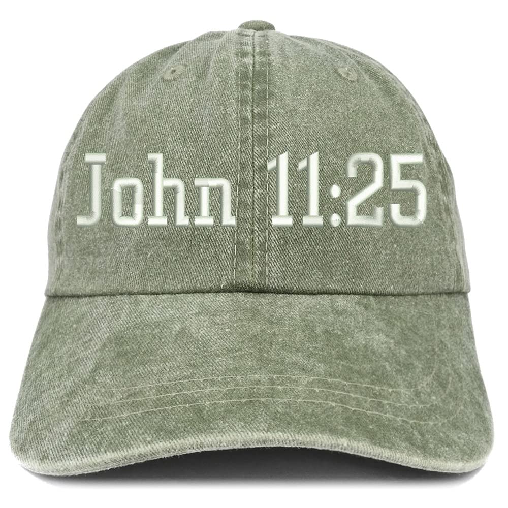 Trendy Apparel Shop John 11:25 Washed Pigment Dyed Baseball Cap