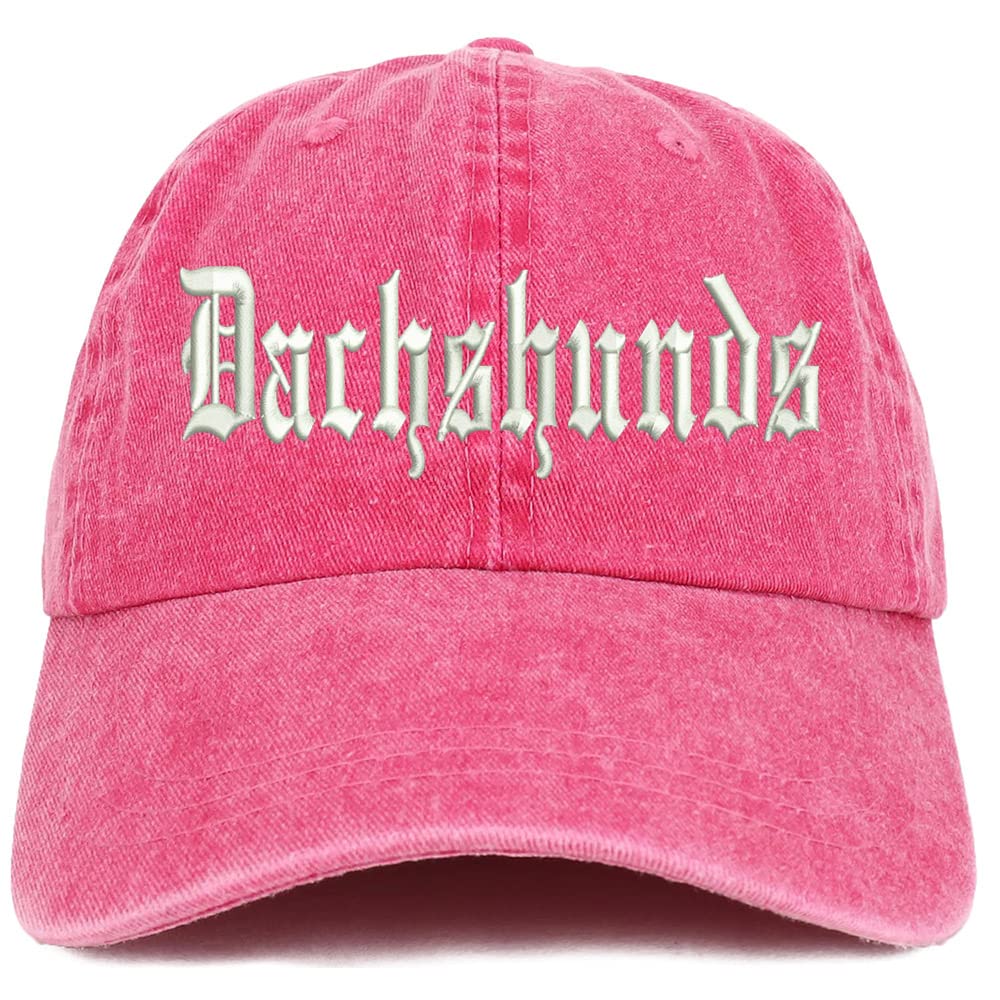 Trendy Apparel Shop Old English Dachshunds Washed Pigment Dyed Baseball Cap