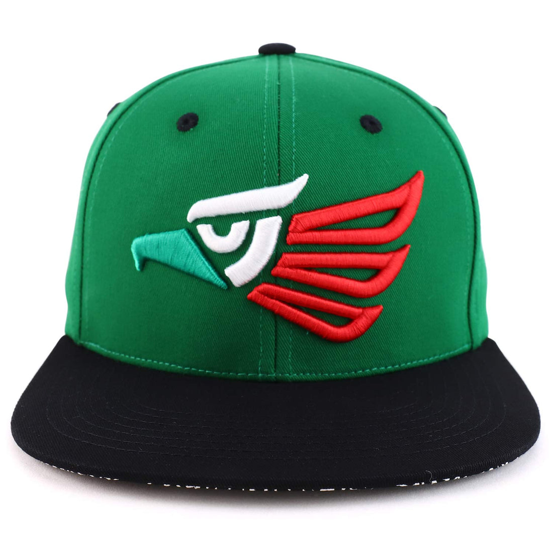 Trendy Apparel Shop Hecho En Mexico Eagle 3D Embroidered Snapback Cap - Green Black