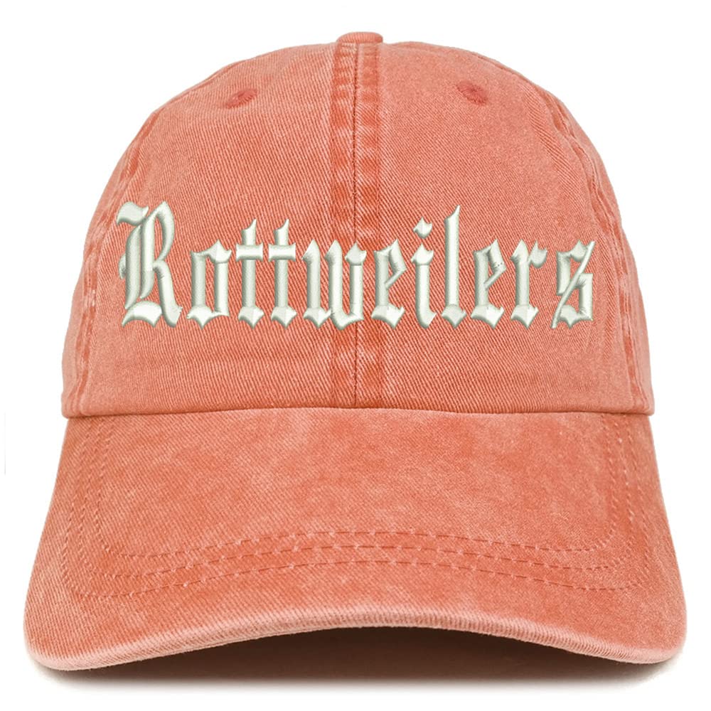 Trendy Apparel Shop Old English Rottweilers Washed Pigment Dyed Baseball Cap