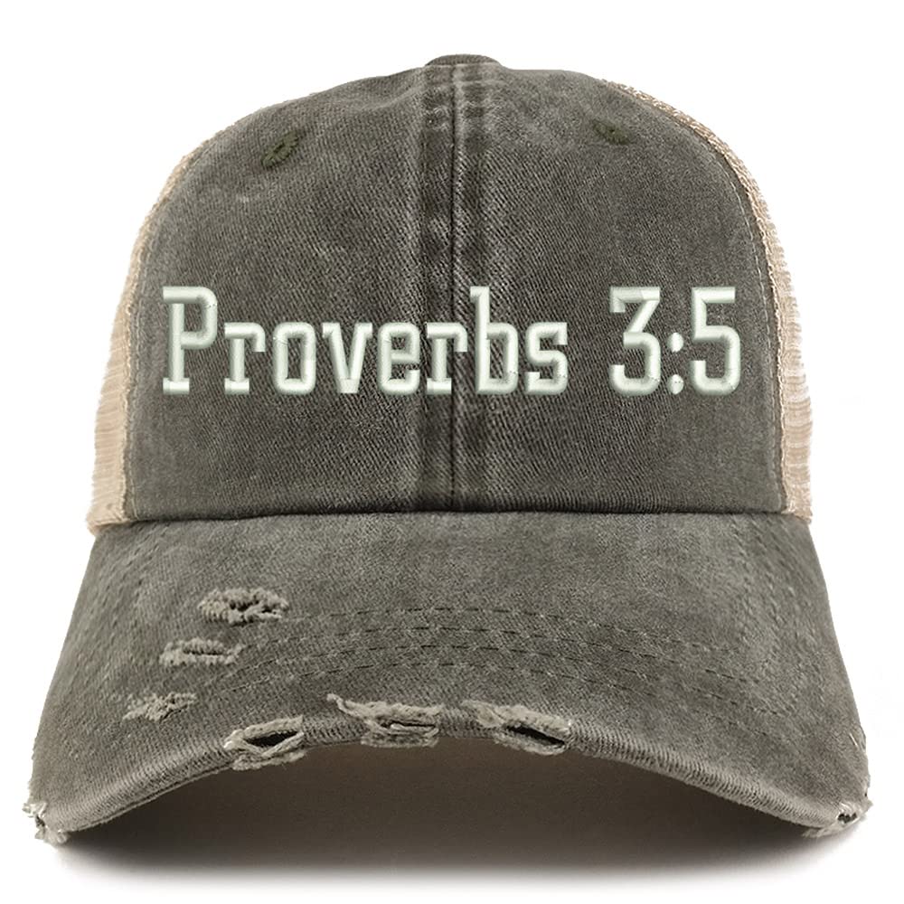 Trendy Apparel Shop Proverbs 3:5 Frayed Bill Trucker Mesh Back Cap