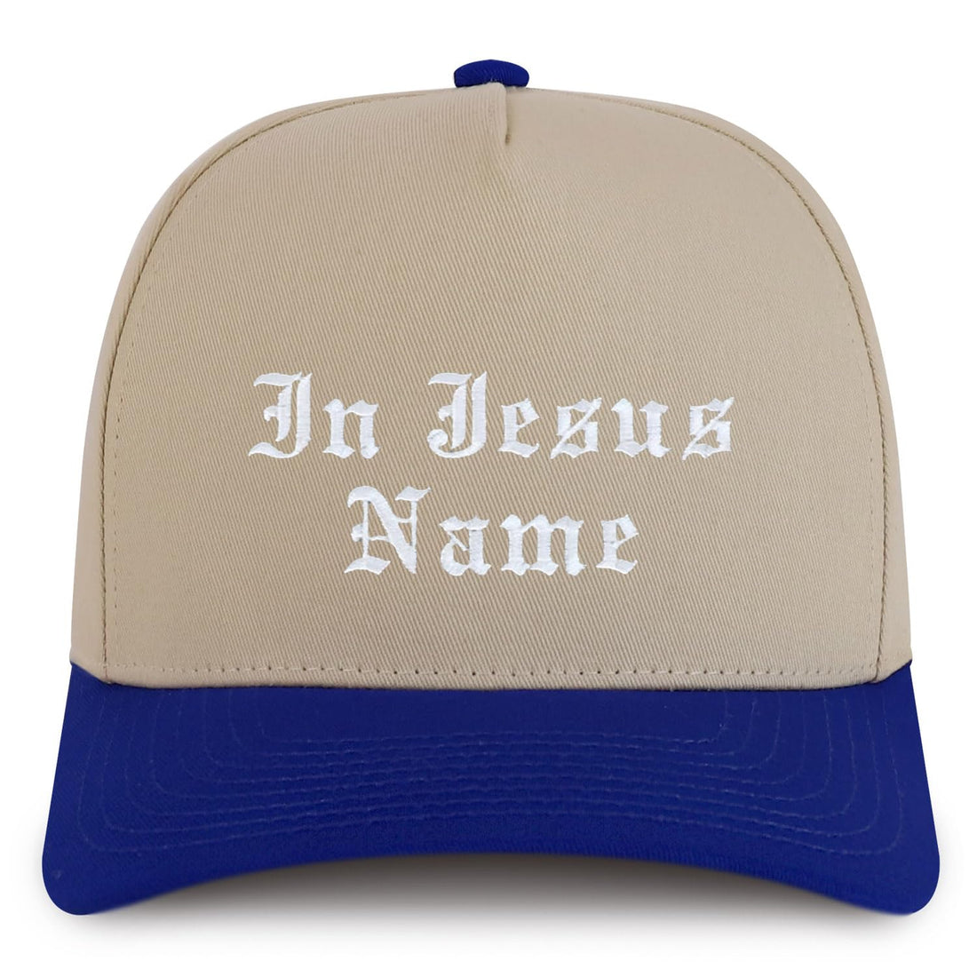 Trendy Apparel Shop in Jesus Name Embroidered 5 Panel Structured Baseball Cap