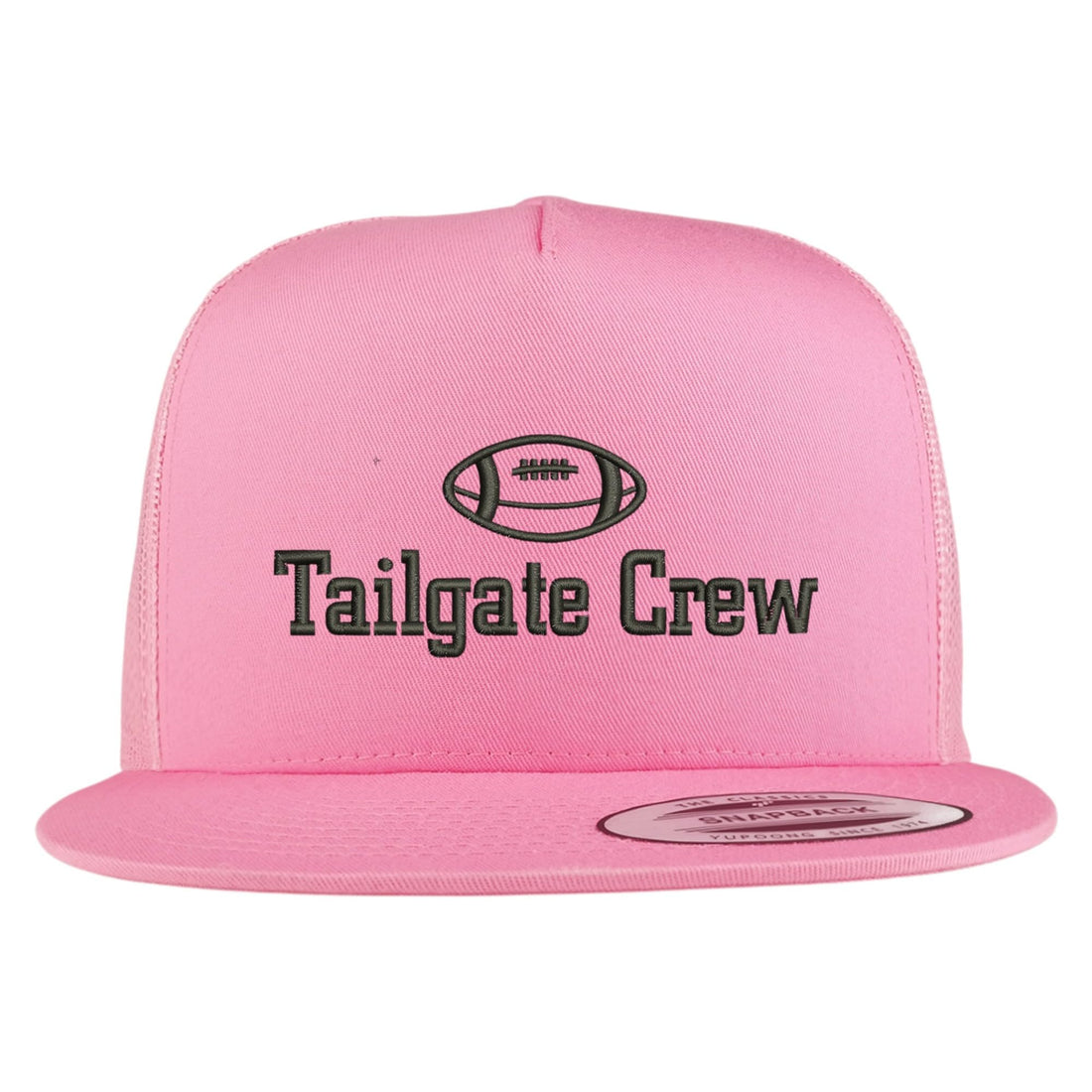 Trendy Apparel Shop Football Tailgate Crew Embroidered 5 Panel Flatbill Trucker Mesh Cap