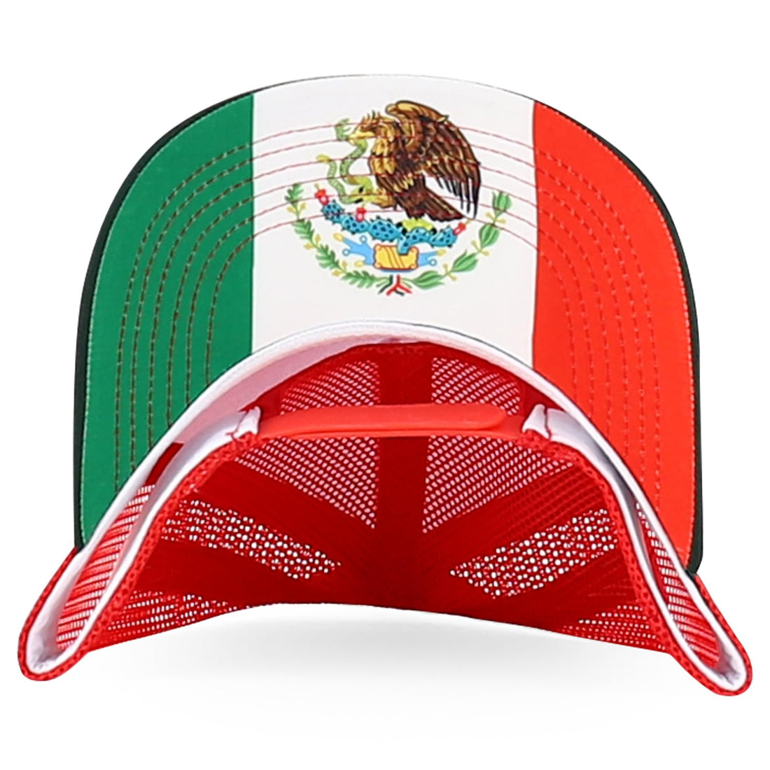 Trendy Apparel Shop 5 Panel Structured Trucker Cap with Mexico Flag Design Undervisor