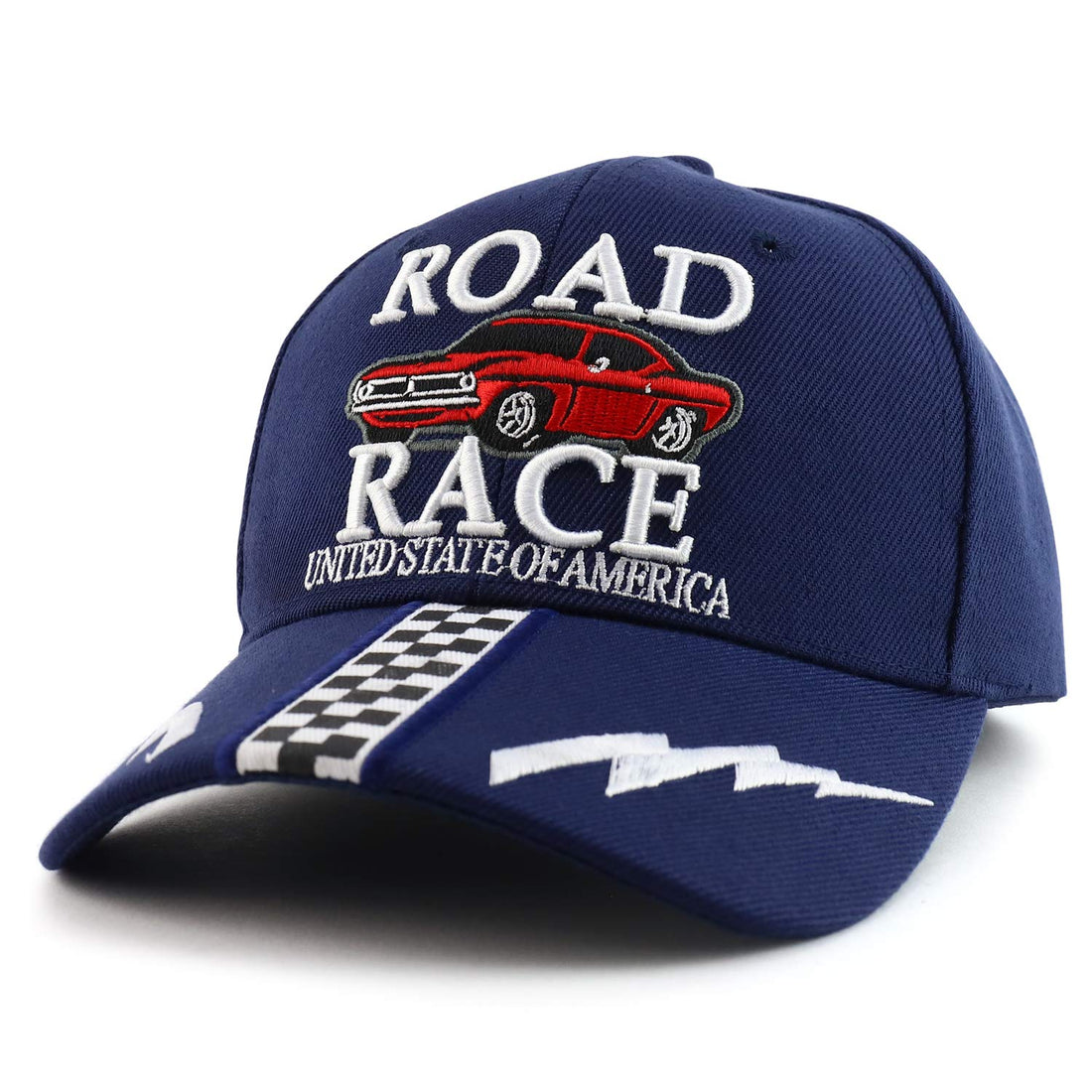 Trendy Apparel Shop Road Race 3D Embroidered USA Race Flag Baseball Cap