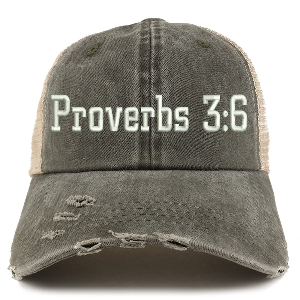 Trendy Apparel Shop Proverbs 3:6 Frayed Bill Trucker Mesh Back Cap