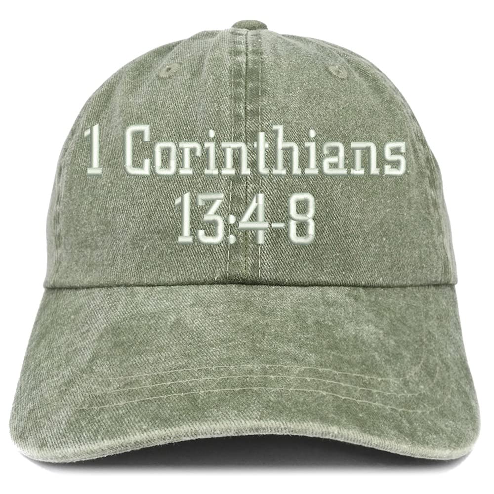 Trendy Apparel Shop 1 Corinthians 13:4-8 Washed Pigment Dyed Baseball Cap