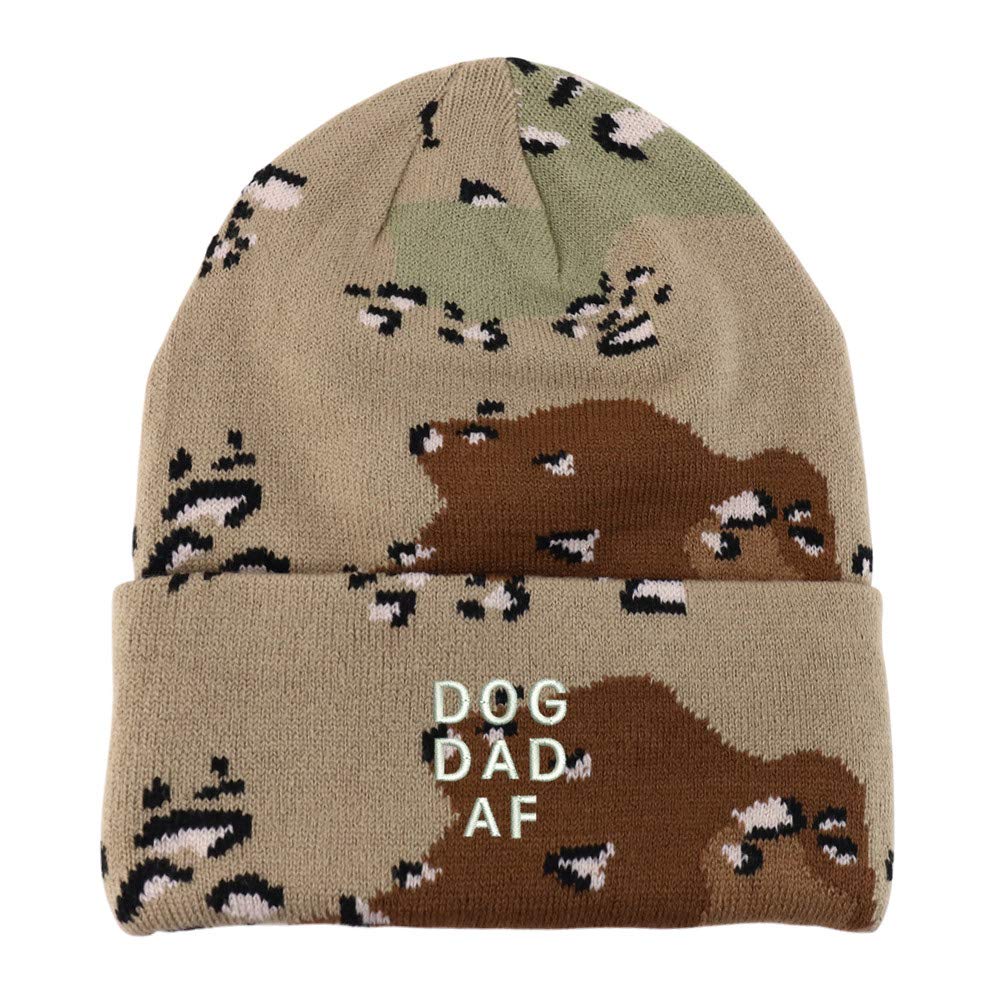 Trendy Apparel Shop Dog Dad AF Embroidered Made in USA Camo Beanie