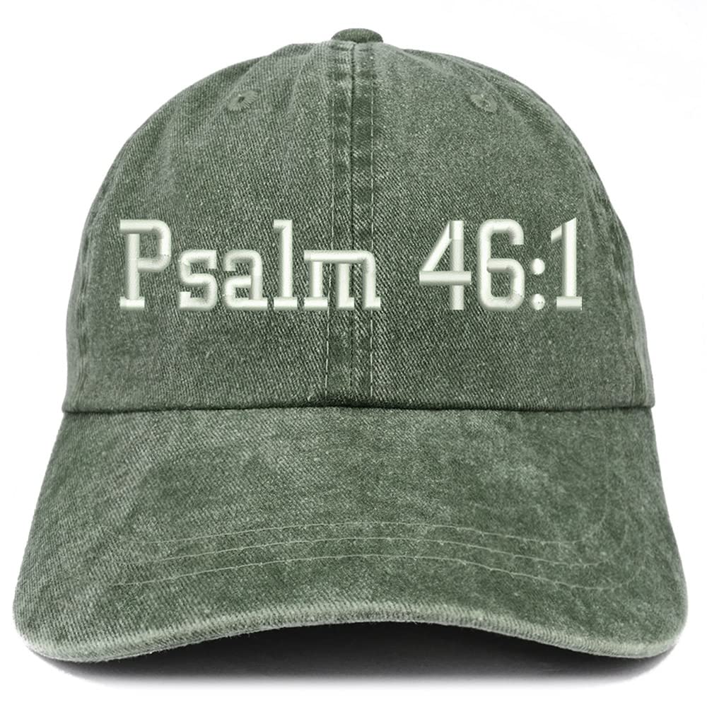 Trendy Apparel Shop Psalm 46:1 Washed Pigment Dyed Baseball Cap