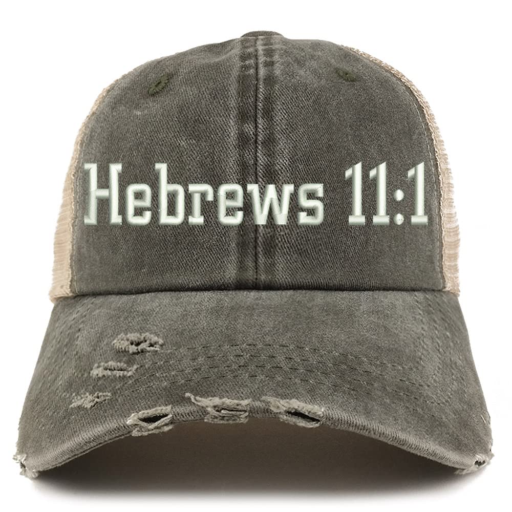 Trendy Apparel Shop Hebrews 11:1 Frayed Bill Trucker Mesh Back Cap