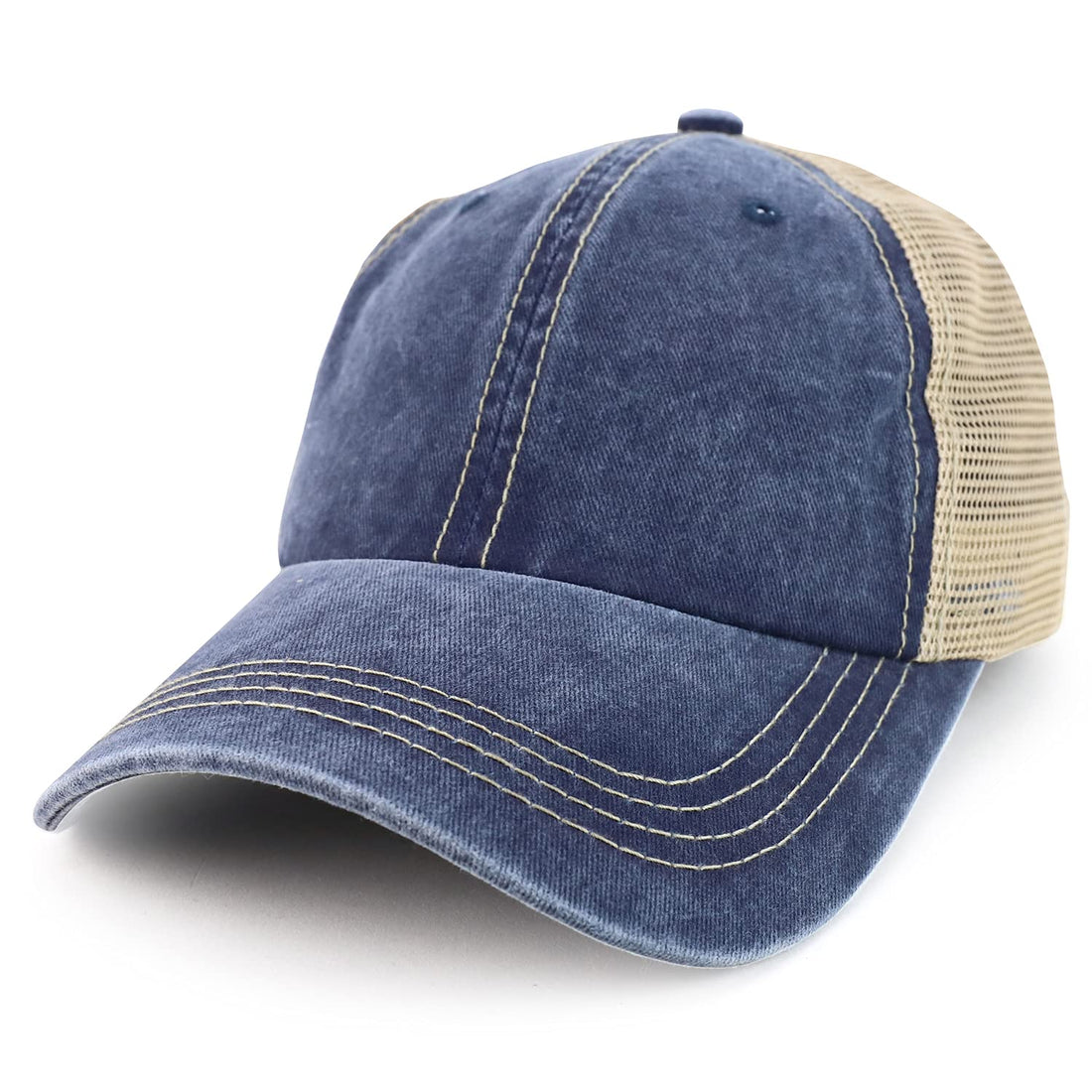 Trendy Apparel Shop Pigment Dyed Front Mesh Back Unstructured Trucker Ball Cap