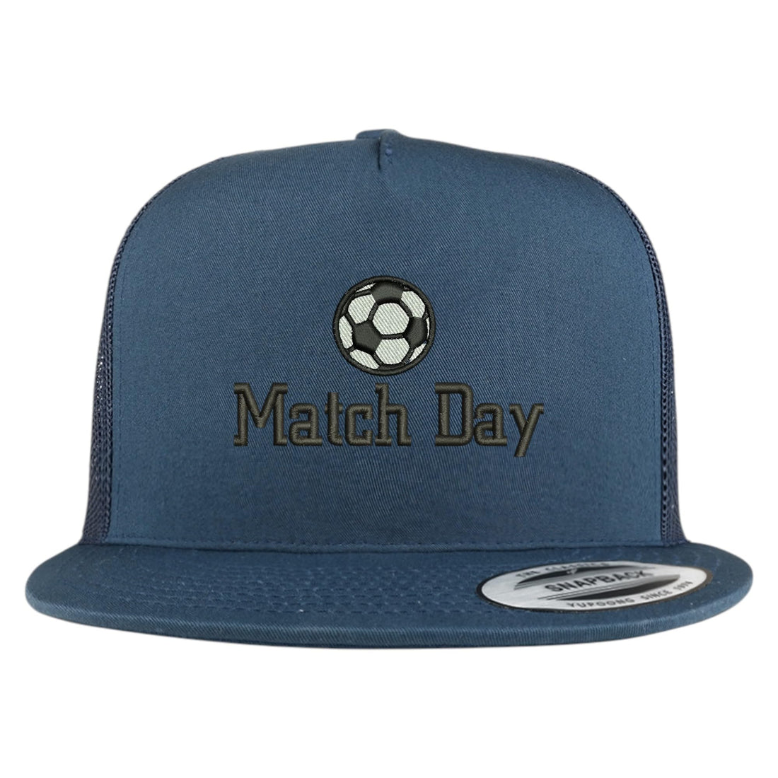Trendy Apparel Shop Soccer Match Day Embroidered 5 Panel Flatbill Trucker Mesh Cap
