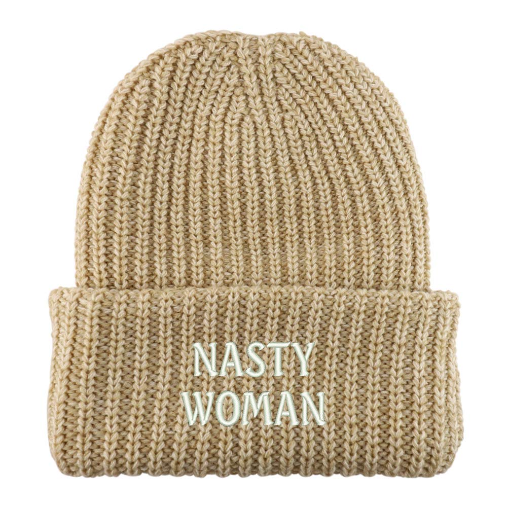 Trendy Apparel Shop Nasty Woman Long Cuffed Thick Ribbed Knit Beanie