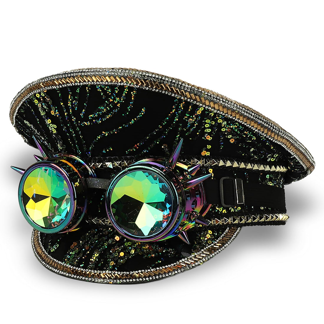 Trendy Apparel Shop Festival Party Sparkly Sequin Rhinestone Captain Hat