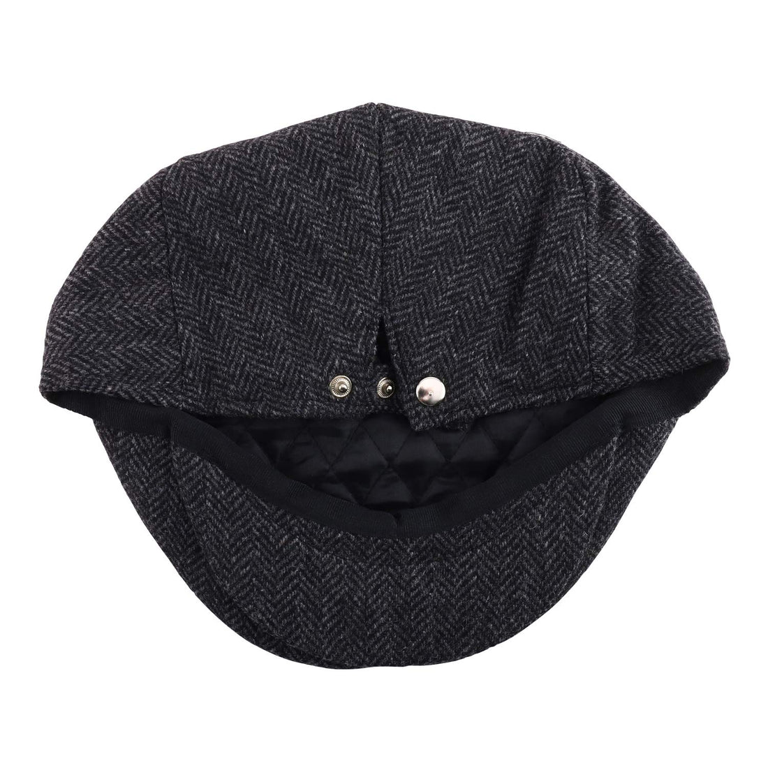 Trendy Apparel Shop Men's Herringbone Wool Blend Adjustable 3 Button Ivy Cap