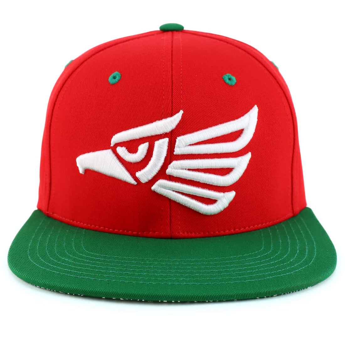 Trendy Apparel Shop Hecho En Mexico Eagle 3D Embroidered Snapback Cap - Red Green