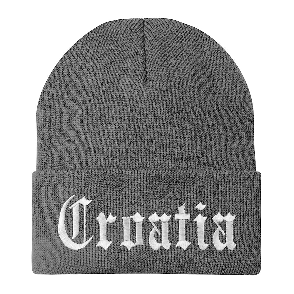 Trendy Apparel Shop Croatia Old English Embroidered Long Cuff Beanie