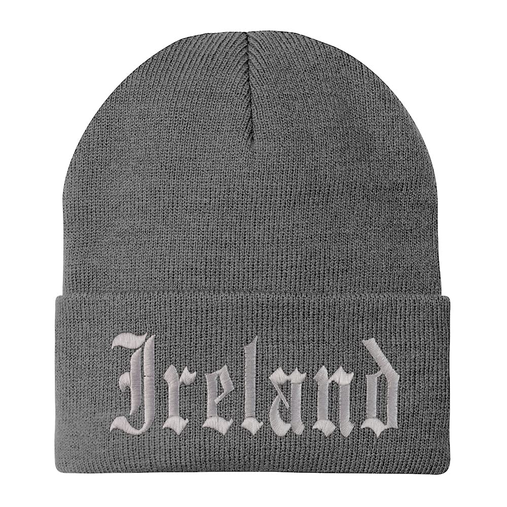 Trendy Apparel Shop Ireland Old English Embroidered Long Cuff Beanie